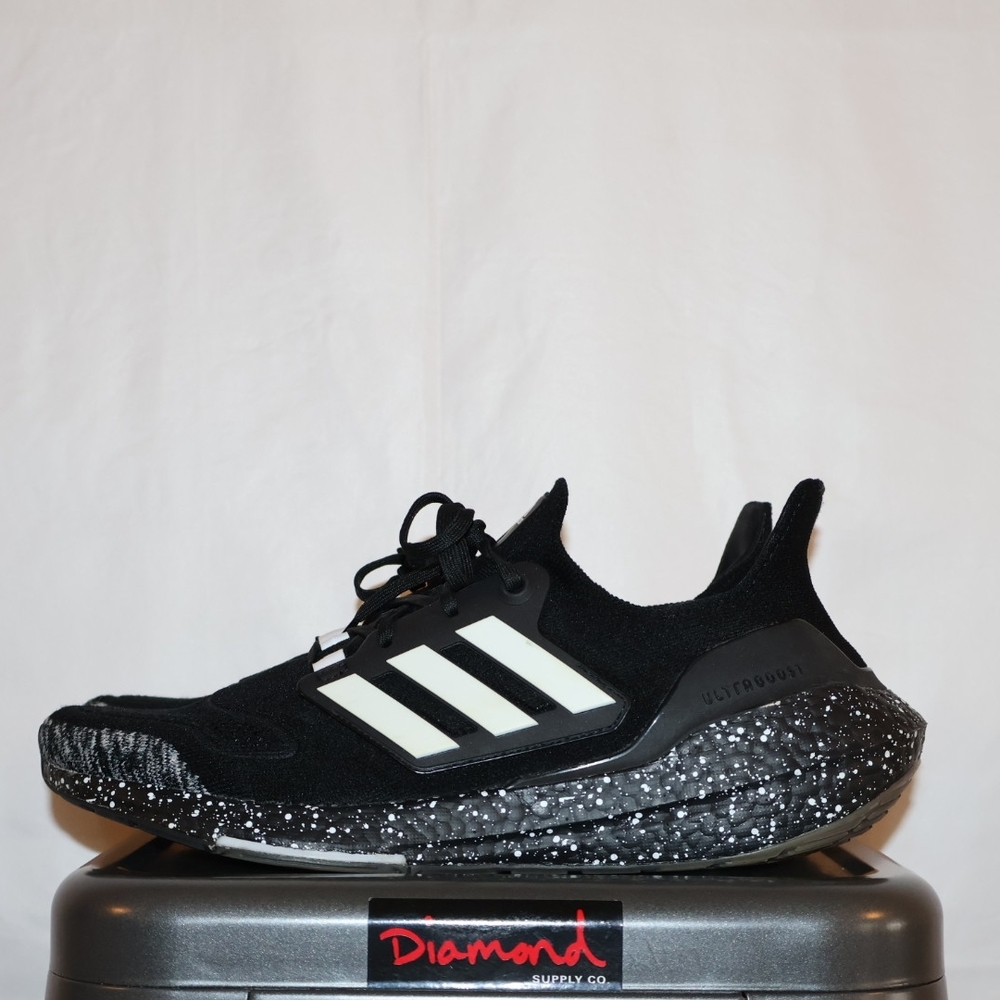 Adidas Men’s Black Running Shoes with White Three-Stripes